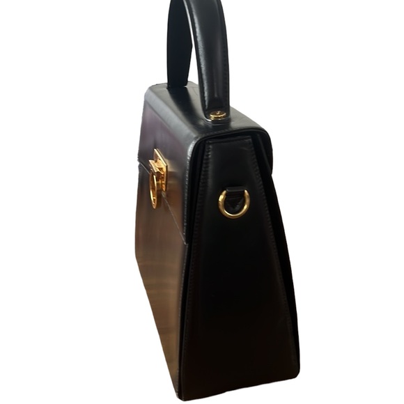 Salvatore Ferragamo Gancini Kelly Top Handle Leather Bag Black - Picture 5 of 16